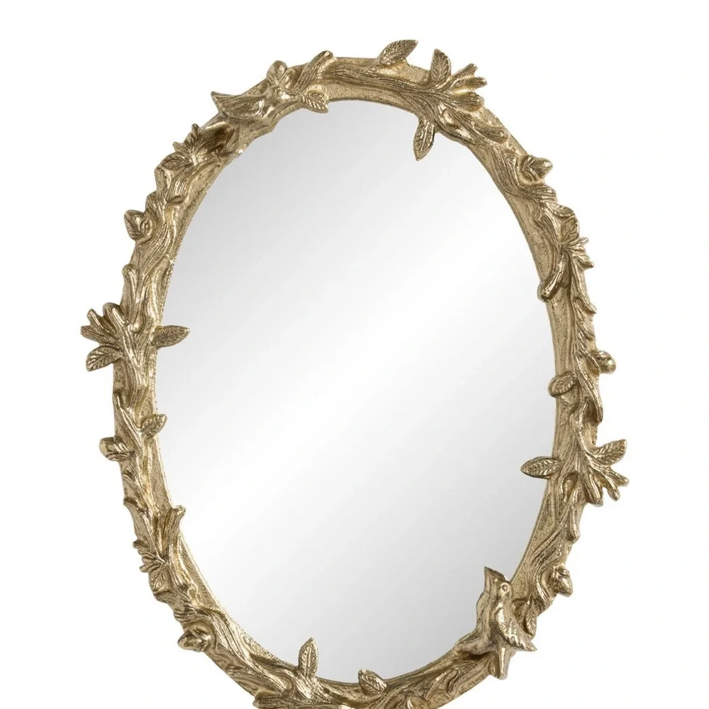Ashland Ornate Gold Floral Oval Mirror Antique Gold Vintage Botanical Mirror